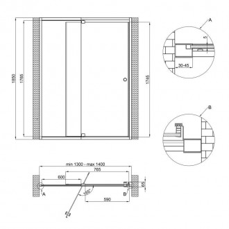 Душові двері в нішу Qtap Pisces WHI2013-14.CP5 виготовлені з міцного скла товщин. . фото 2