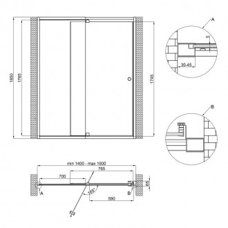 Душевая дверь в нишу Qtap Pisces WHI2014-15.CP5 изготовлена из прочного стекла т. . фото 2