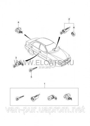 Daewoo Lanos - личинки замков дверей, багажника и замка зажигания в сб. Днепр. фото 1