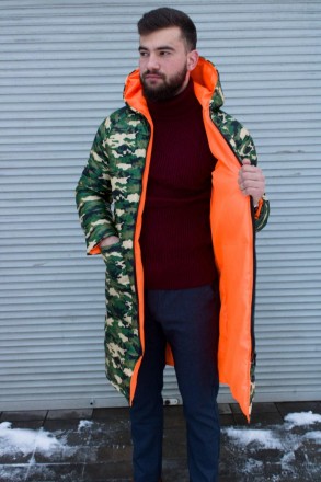 
Куртка пуховик мужская зимняя стеганная зелёная камуфляж с капюшоном удлинённая. . фото 6