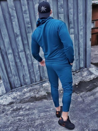 
Спортивный костюм мужской весна-осень синий с капюшоном однотонный Blue Bootlan. . фото 4