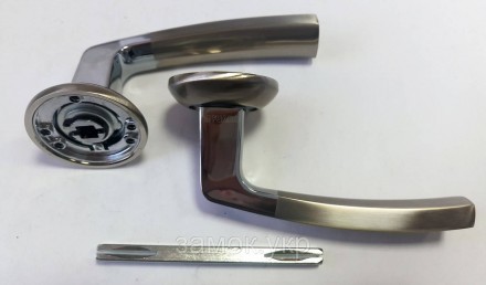  Ручка на дверь с круглой розеткой Fuaro Volt RM SN/CP-3 матовый никель/хром
 
 . . фото 4