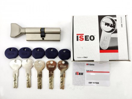 Iseo R7 120мм 55х65 ключ/тумблер никель 
 
Цилиндр от итальянского бренда ISEO (. . фото 2