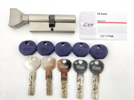 Iseo R7 120мм 55х65 ключ/тумблер никель 
 
Цилиндр от итальянского бренда ISEO (. . фото 4