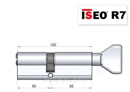 Iseo R7 120мм 55х65 ключ/тумблер никель 
 
Цилиндр от итальянского бренда ISEO (. . фото 11