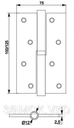Петля SIBA стальная дверная 1BB 100 мм полированная латунь (правая)
 
Петля двер. . фото 3