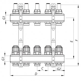 Коллекторный блок с расходомерами KOER KR.1110-04 1”x4 WAYS (KR2641). . фото 3