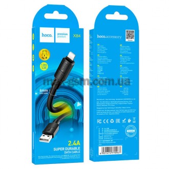 Твердий кабель для заряджання від USB до Lightning, 1 м, ПВХ матеріал, струм до . . фото 3