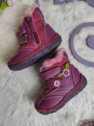 Детские зимние ботинки Tesitex для девочки розовые фуксия на молнии и липучках
С. . фото 3