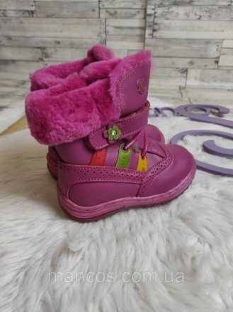 Детские зимние ботинки C.B.T. для девочки розовые фуксия на молнии и липучках 
С. . фото 6