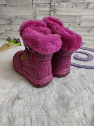Детские зимние ботинки C.B.T. для девочки розовые фуксия на молнии и липучках 
С. . фото 5