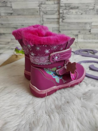 Детские зимние ботинки YTOP для девочки розовые фуксия на молнии и липучках 
Сос. . фото 5