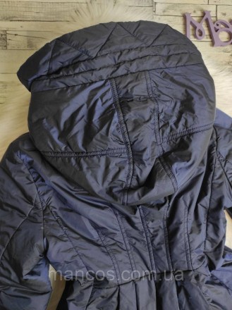 Детская зимняя куртка Via Lattea для девочки темно-синяя с капюшоном удлиненная . . фото 7