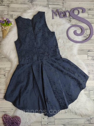 Детское платье для девочки синее с цветочным принтом с баской Размер 140
Состоян. . фото 5