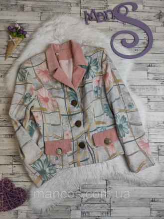 Женский вельветовый костюм комплект пиджак и юбка цвета пудра с цветочным принто. . фото 3