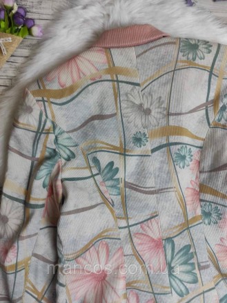 Женский вельветовый костюм комплект пиджак и юбка цвета пудра с цветочным принто. . фото 7
