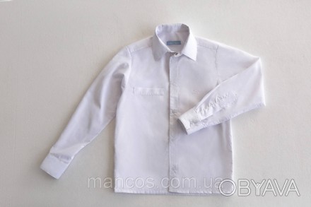 Белая детская рубашка для мальчика, длинный рукав, на кнопках SmileTime 
Состоян. . фото 1