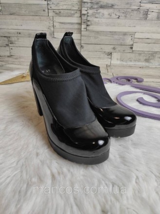 Женские туфли Donna Style натуральная лакированная кожа черного цвета 
Состояние. . фото 8