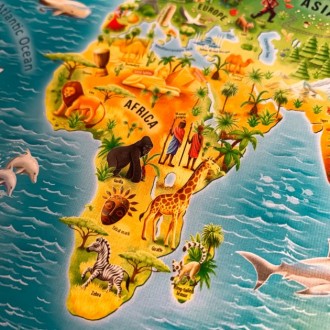 Пазли навчальні "Карта світу" англійською мовою від Trefl Цікаві пазли "Карта св. . фото 3