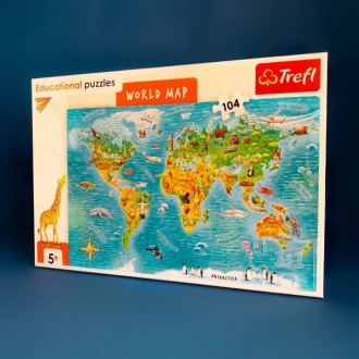 Пазли навчальні "Карта світу" англійською мовою від Trefl Цікаві пазли "Карта св. . фото 2
