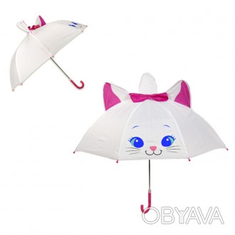 Зонт детский Белая кошка Shantou (UM2610) - зонт-трость с удобным куполом, чтобы. . фото 1