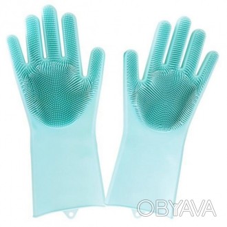 Гумові господарські рукавички Magic Silicone Gloves призначені для захисту рук.. . фото 1
