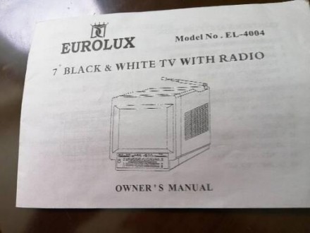 Продаю переносной телевізор з радіо, чорно-білий екран, мануал. Модель EL4004, Б. . фото 7