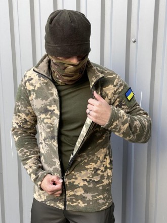 Тактична флісова кофта армійська фліска для військових ЗСУ військова хакі + каму. . фото 4