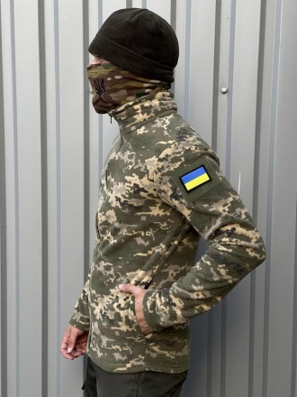 Тактична флісова кофта армійська фліска для військових ЗСУ військова хакі + каму. . фото 3