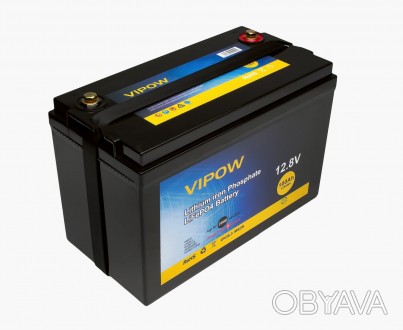 
	Vipow LiFePO4 12,8V 100Ah - акумуляторна батарея LiFePO4 типу на базі ВМS плат. . фото 1