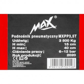 Профессиональный пневматический домкрат MAX MXPP грузоподъемностью 3.5 т и высот. . фото 11