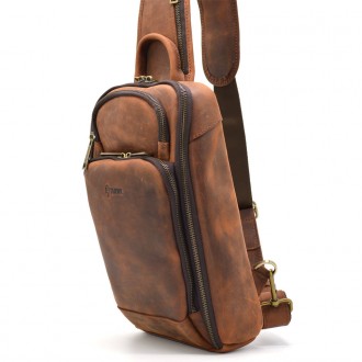 Шкіряний рюкзак слінг на одне плече TARWA RY-0910-4lx. Стильний аксесуар виготов. . фото 8