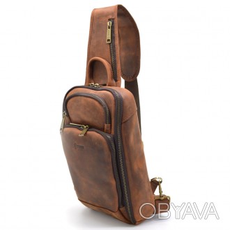 Шкіряний рюкзак слінг на одне плече TARWA RY-0910-4lx. Стильний аксесуар виготов. . фото 1