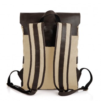 Стильный рюкзак, микс ткани Canvas и натуральной кожи Crazy Horse RGj-9001-4lx о. . фото 4
