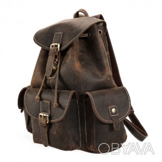 Кожаный оригинальный рюкзак с тремя карманами подходит для повседневной носки и . . фото 1