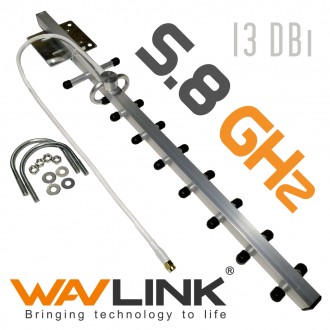 Антена Yagi вузькоспрямована 23° 5.8 ГГц 13 ДБ покращена WavLink SMA 13Y для ДК дронів і WiFi пристроїв. Кропивницький. фото 1 Антена Yagi вузькоспрямована 23° 5.8 ГГц 13 ДБ покращена WavLink SMA 13Y для ДК дронів і WiFi пристроїв. Кропивницький. фото 1