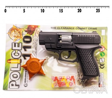 код:283, 84шт., Командо іграшковий револьвер з пістонами, значок (кількість в ко. . фото 1