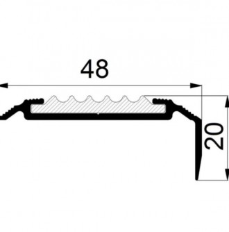 Алюмінієвий кутовий поріжок з гумовою вставкою без отворів 48х20 довжина 1 м
Дов. . фото 3