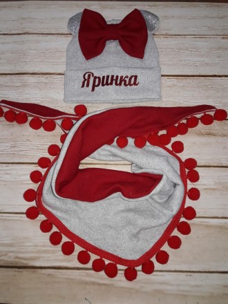 Комплект для дівчинки (шапка+хомут) 44-47. Онуфриевка. фото 1 Комплект для дівчинки (шапка+хомут) 44-47. Онуфриевка. фото 1