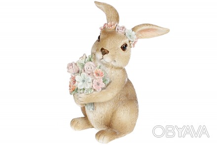 Декоративна фігурка Кролик з квітами 11см, колір - рожевий
7.5 помножити на 7,5 . . фото 1