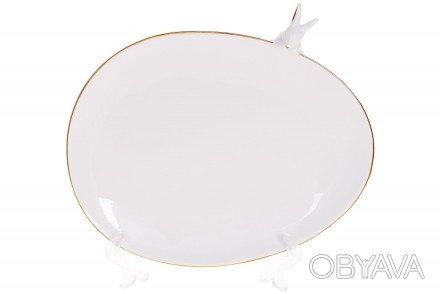 Блюдо керамическое сервировочное Bunny, 22,5 см, цвет - белый с золотом