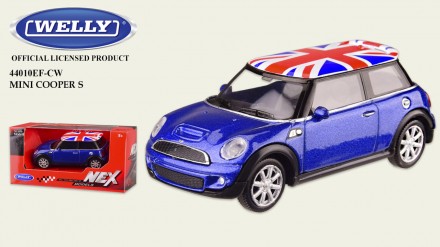 Машина метал 44010EF-CW "WELLY"1:43 MINI COOPER S,в кор.13*6*5,5см, р-р игрушки . . фото 2