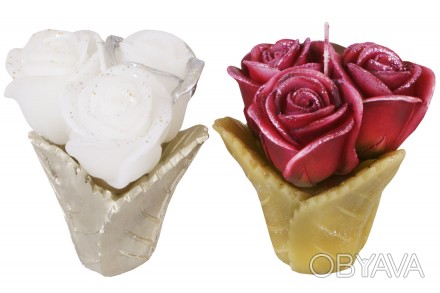Свеча в форме букета роз, 10.5*9.5см, два дизайна 
Материал - воск
Продается опт. . фото 1