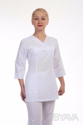 Медицинский женский костюм белого цвета.
Размер: 42 - 56
Цвет: белый
Ткань: бати. . фото 1
