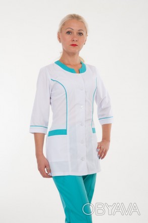 Медицинский женский костюм бело-бирюзовый
Размер: 40 ― 60
Цвет: белый верх, бирю. . фото 1