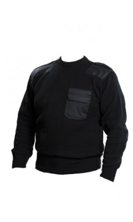 Вязаный форменный свитер с накладками на локтях, погонами и карманом на груди
Ц. . фото 3
