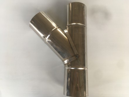 Тройник 45*-нержавейка 0,5 мм, диаметр 100 мм. используется в системах дымохода.. . фото 6