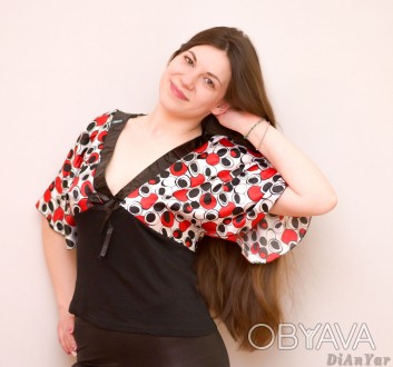 Блузка женская с лаковыми вставками ZIVO, 65% коттон, 35% полиэстер. Высокое кач. . фото 1