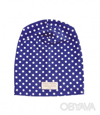 Дизайнерская шапочка синяя в горошки отлично подойдет для гардероба Вашего малыш. . фото 1