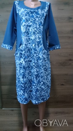 Платье комбинированное с карманами
Ткань - турецкая двухнитка 
Цена 
р.52-54 - 2. . фото 1